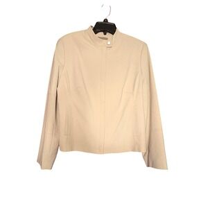 i.e. Womens Beige Mock Neck Jacket Size 12 Minimalist Professional *see pics*